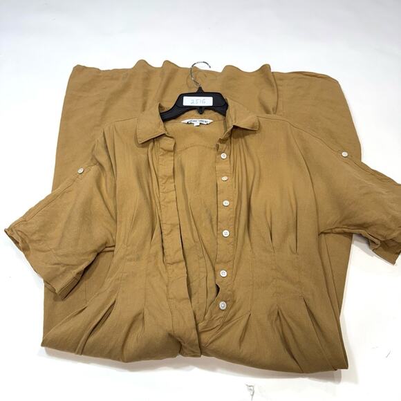 Veronica Beard Adavi Pleated Button-Front Dress Size 4 in Light Brown - Picture 3 of 10